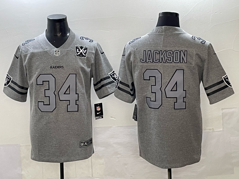 Men Oakland Raiders #34 Jackson grey Nike Limited NFL 2025 Jersey 001